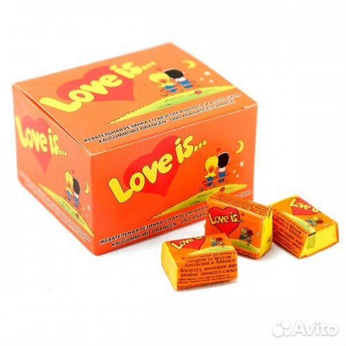 Жвачка "love IS" (Блок 100 штук) апельсин+ ананас купить на Зозу.ру - фотография № 1