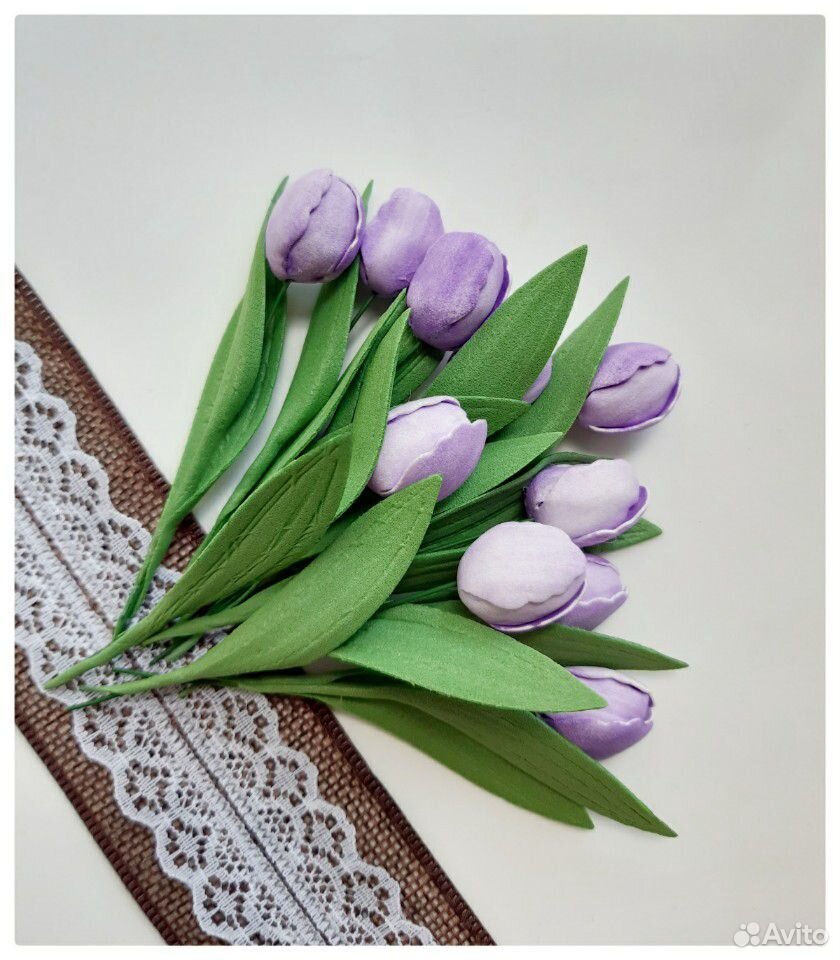 Цветы тюльпаны ручной работы из фоамирана скрапбук купить на Зозу.ру - фотография № 6
