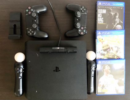 Sony Playstation 4 1TB +50 игр, 2 джойстика,камера