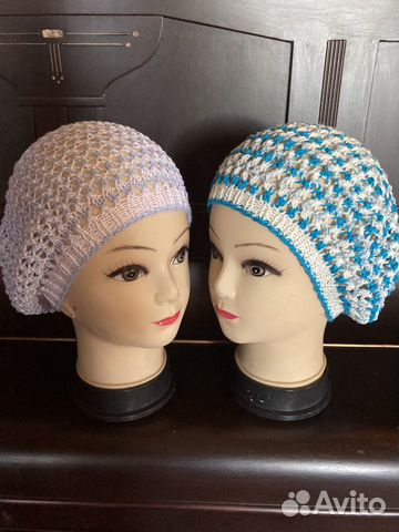 Береты шапочки женские, вязаные, хлопок