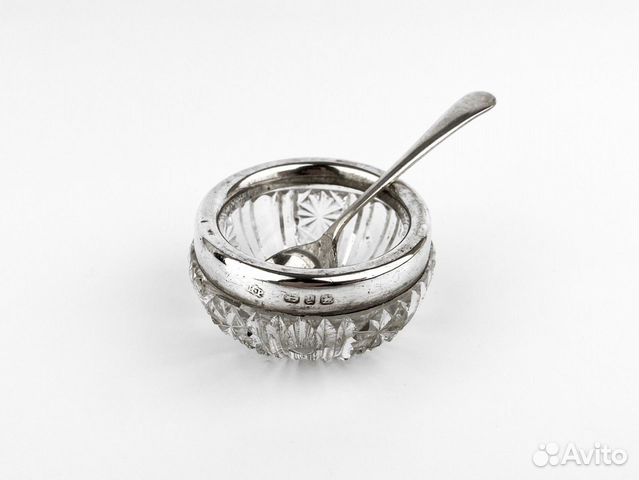 Антикварная солонка, Англия, серебро, 1898 год