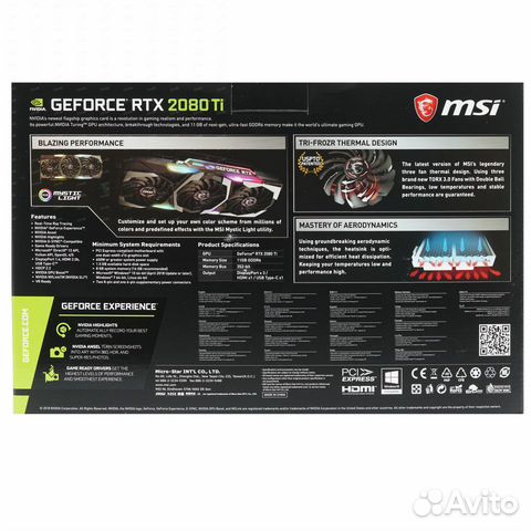 Видеокарта MSI GeForce RTX 2080 TI gaming trio