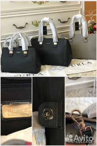 Furla Amelia сумка чёрная серая оригинал кожа