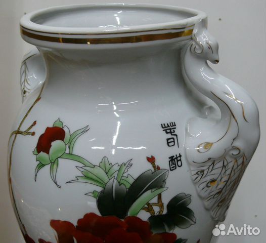 Напольная ваза - китай - фарфор - ручная роспись