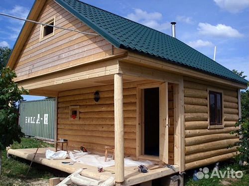 Сруб 4х6 с открытой террасой 2 метра Сруб 4х6 с открытой террасой 2 метра