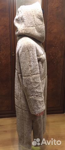 Шуба из овчины (мутоновая) бежевая 46 Шуба из овчины (мутоновая) бежевая 46