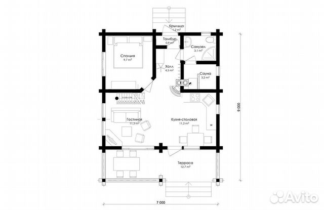 Дом из профилированного бруса Хомка 80м2 под ключ Дом из профилированного бруса Хомка 80м2 под ключ
