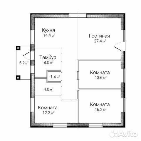 Коттедж 98 м² на участке 8 сот.