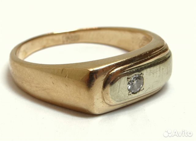 Золотое мужское кольцо 585 пробы с бриллиантом