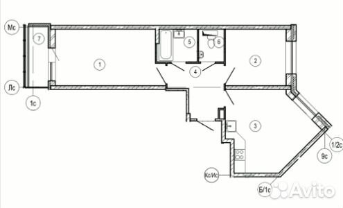 2-к квартира, 62 м², 2/24 эт.