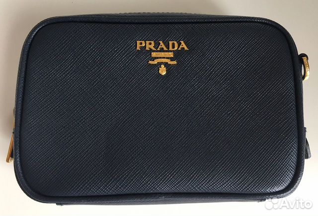 Prada сумка-кроссбоди из сафьяновой кожи темно-син Prada сумка-кроссбоди из сафьяновой кожи темно-син