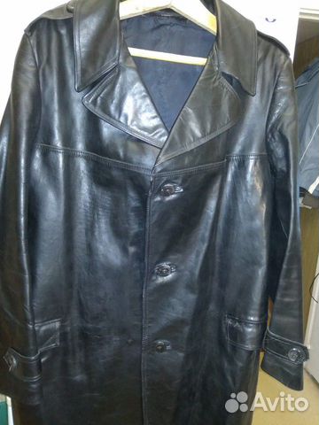 Кожаный мужской плащ