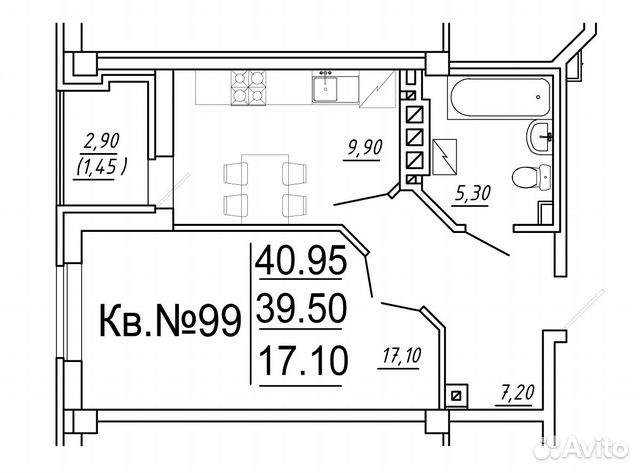 1-к квартира, 41.2 м², 12/15 эт. 1-к квартира, 41.2 м², 12/15 эт.