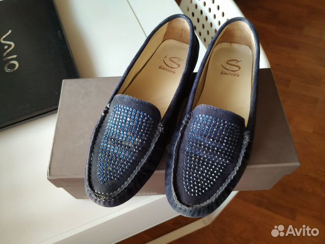 Мокасины Santini, 37, темно синие Мокасины Santini, 37, темно синие