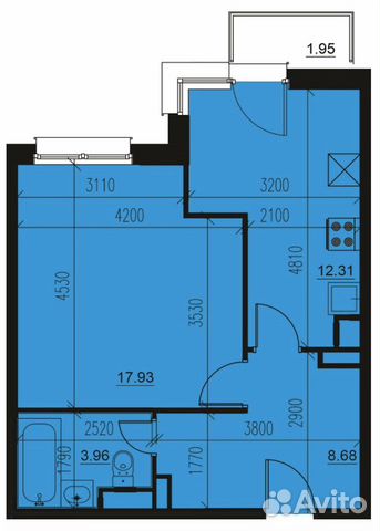 1-к квартира, 43 м², 6/25 эт. 1-к квартира, 43 м², 6/25 эт.