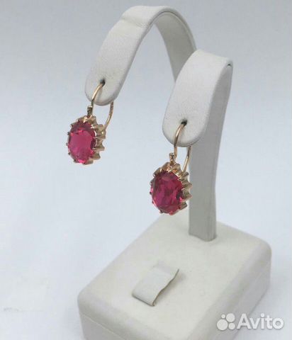 Серьги из золота 583 пробы с корундами СССР Серьги из золота 583 пробы с корундами СССР