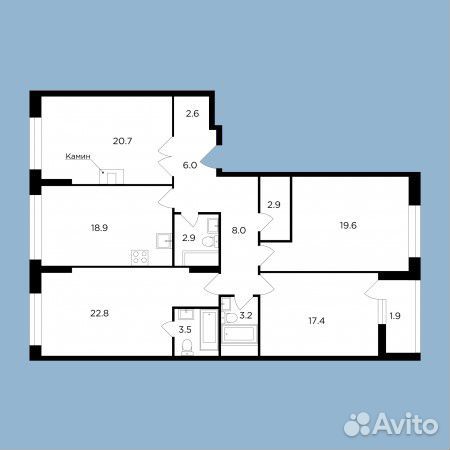 4-к квартира, 130.8 м², 20/20 эт. 4-к квартира, 130.8 м², 20/20 эт.