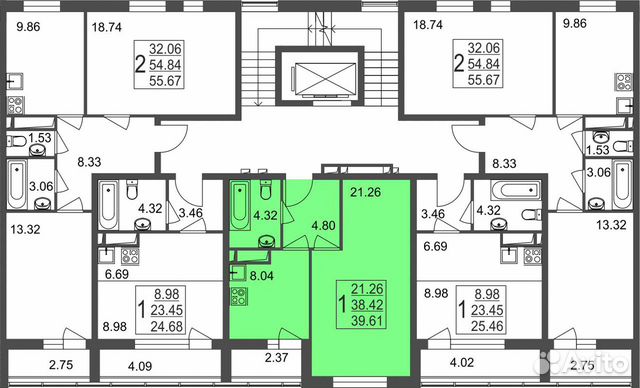 1-к квартира, 39.6 м², 8/8 эт.