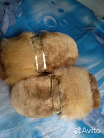 Варежки из стриженного меха Рекса и куницы