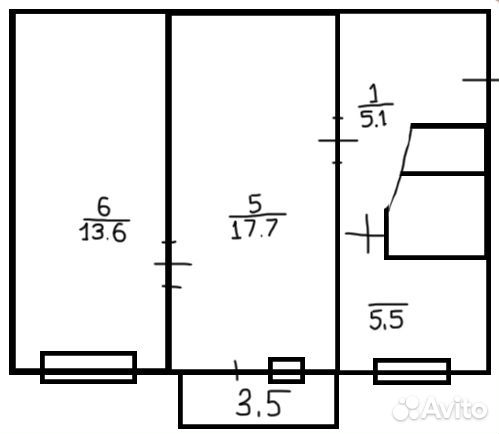 2-к квартира, 45 м², 4/5 эт.