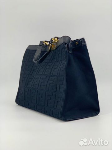 Новая женская сумка кожа +деним ткань черная Fendi Новая женская сумка кожа +деним ткань черная Fendi