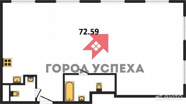 3-к квартира, 72.6 м², 7/16 эт. 3-к квартира, 72.6 м², 7/16 эт.