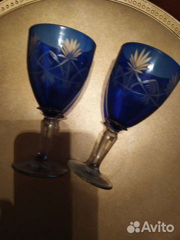 Бокал -рюмка синий хрусталь гусь хрусталь