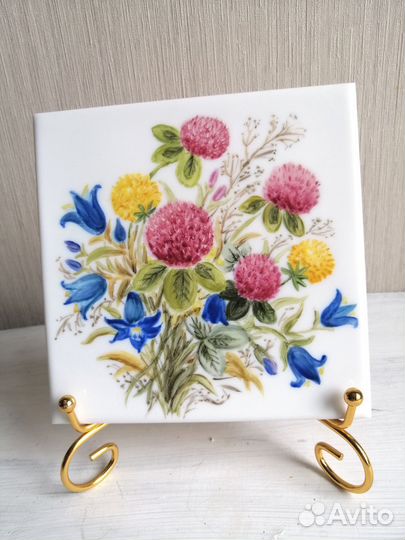 Панно с ручной росписью 15 *15 см Летний букет