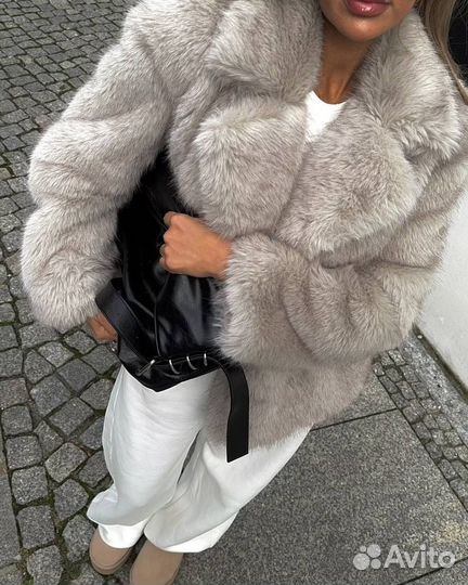 Шуба из эко меха под норку искуственная