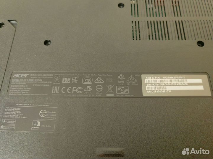 Ноутбук Acer aspire a315-33-P4X3