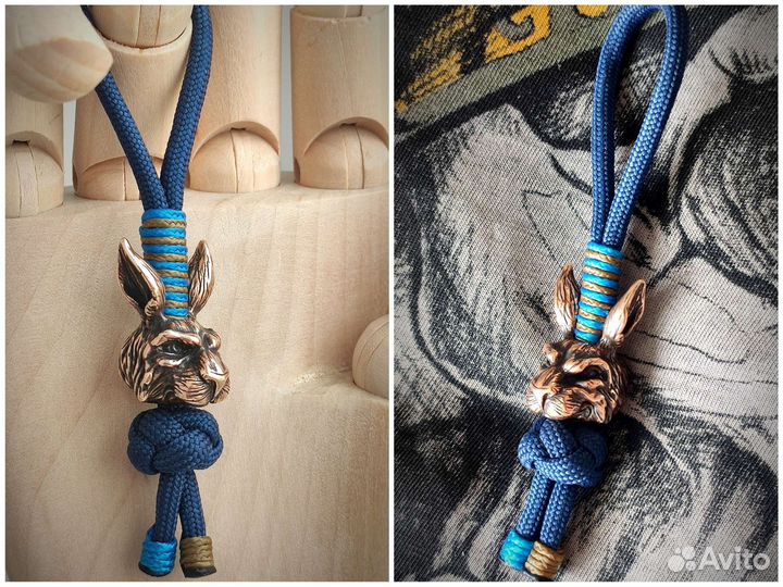 Темляк для ножа из паракорда Белый кролик / EDC