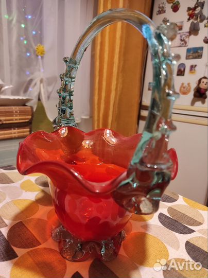 Ваза коннфетница цветное стекло СССР