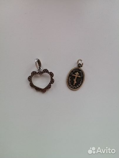 Серебряный кулон сердце иконка