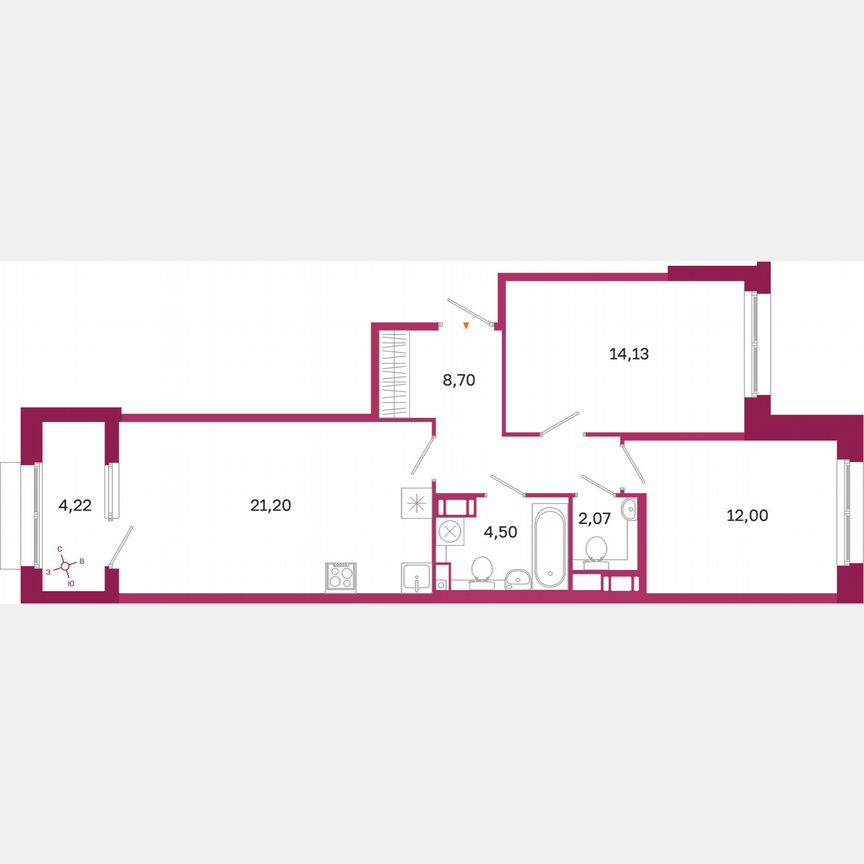 2-к. квартира, 64,7 м², 7/10 эт.