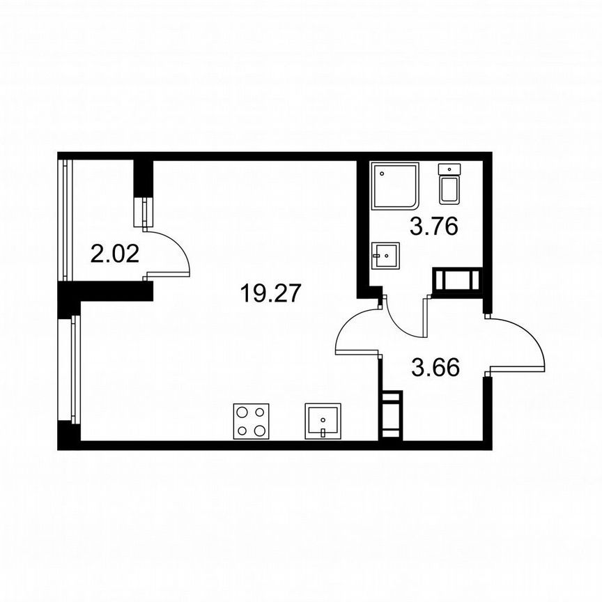 Квартира-студия, 27,7 м², 7/9 эт.