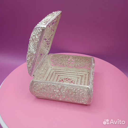 Шкатулка серебро казаковская филигрань