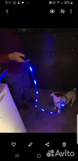 Поводок светящийся и мегающейся,новый