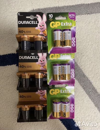 Батарейки GP Extra LR14/MN1400 и Duracell