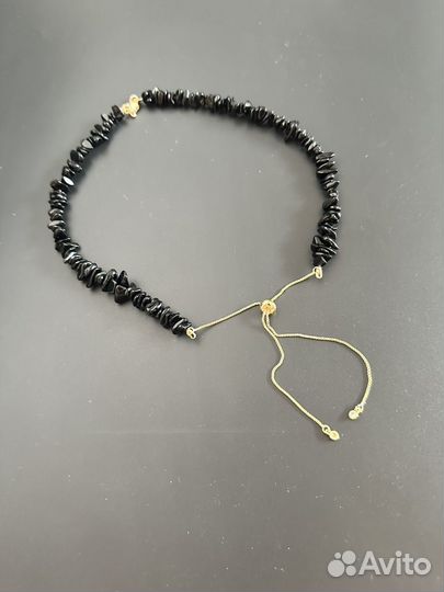 Колье из черного агата