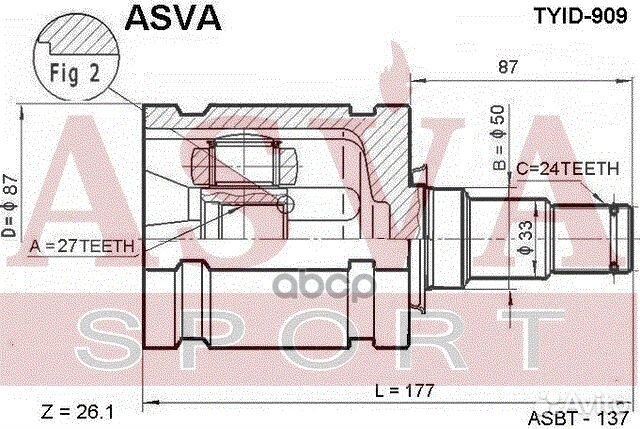 ШРУС внутренний левый RAV4 24x27x50 tyid909 asva