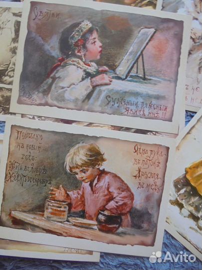 Рождественские и Пасхальные откр гравюры Е.Бём