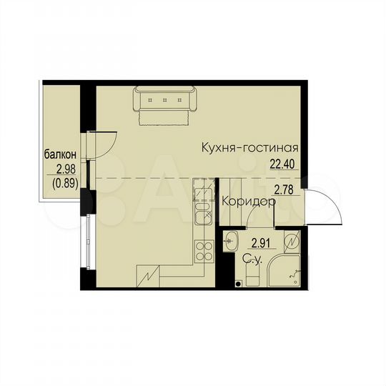 Квартира-студия, 29 м², 8/12 эт.