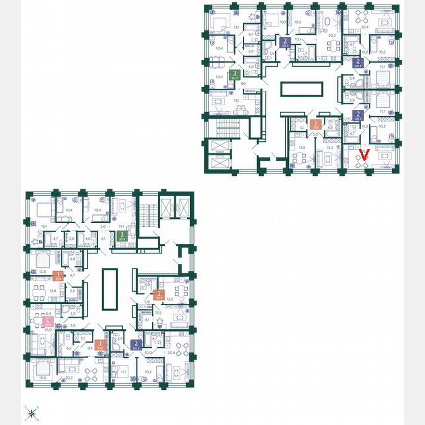 2-к. квартира, 60,3 м², 19/25 эт.