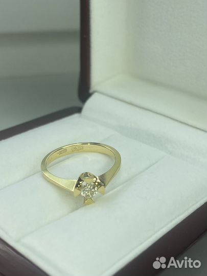 Золотое кольцо 750 с 0.25ct бриллиантом