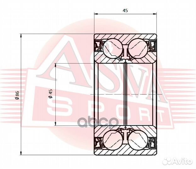 Подшипник ступечный передний DAC45860045 asva