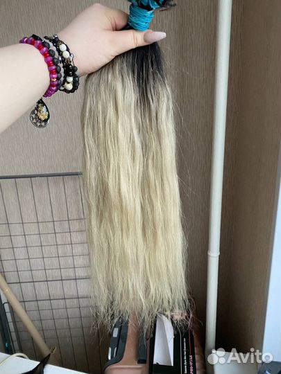 Блонд омбре 60 см холодный волна / прямые