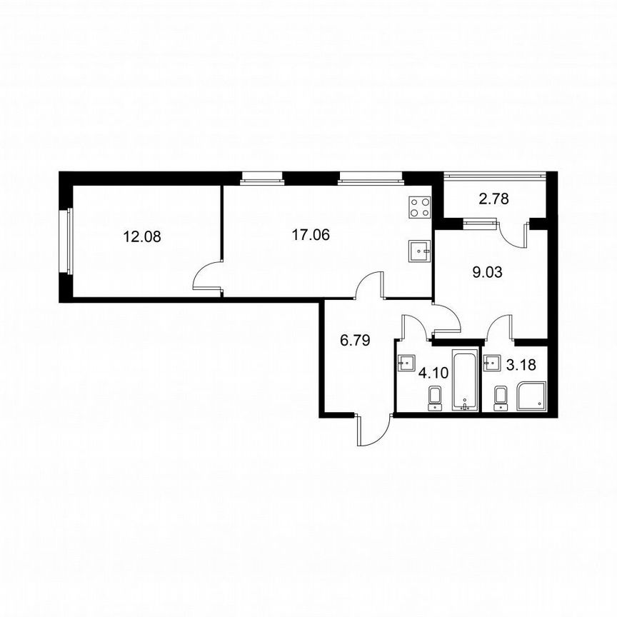2-к. квартира, 53,6 м², 2/9 эт.