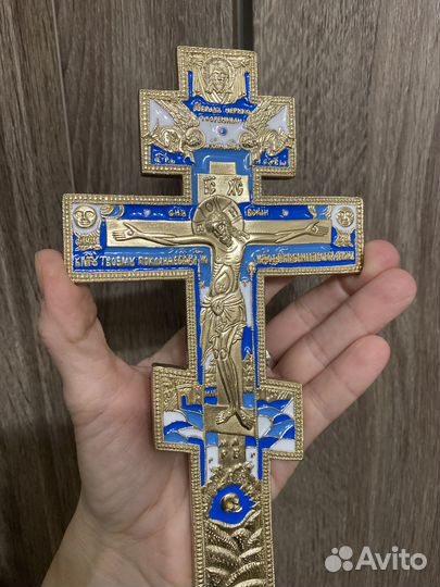 Крест киотный, с эмалью
