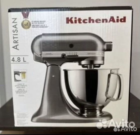 Планетарный миксер kitchenaid artisan 4.8 Л, сереб