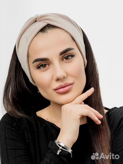 Новая Повязка на Голову Плотный Велюр Беж